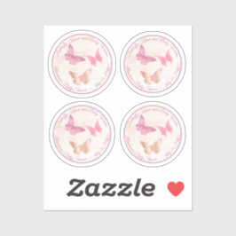 Pink Butterfly Kisses und Baby wünscht Babydusche Aufkleber