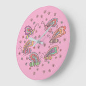 Pink Butterfly Lady Große Wanduhr (Winkel)
