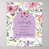 Pink Butterfly Lavender Arch Welcome Baby Shower Poster (Vorne)