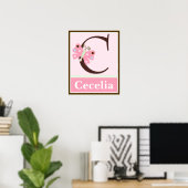 Pink Butterfly Letter & Name Wall Art Poster (Heimbüro)