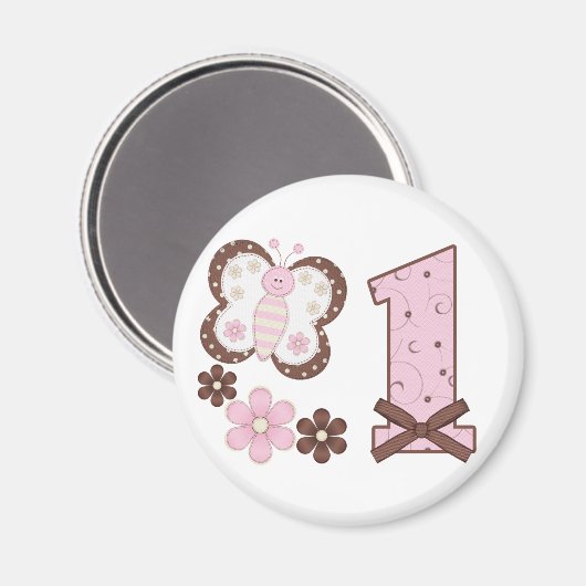 Pink Butterfly Magnet (Vorderseite/Rückseite)