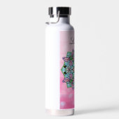 Pink Butterfly Mandala Whimsical Hand Drawing Trinkflasche (Rechts)