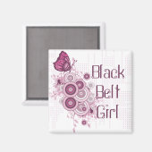 Pink Butterfly Martial Arts Black Belt Girl Magnet (Vorderseite/Rückseite)