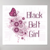 Pink Butterfly Martial Arts Black Belt Girl Poster (Vorne)