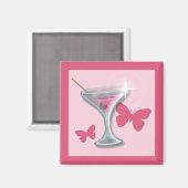 Pink Butterfly Martini-Magnet Magnet (Vorderseite/Rückseite)