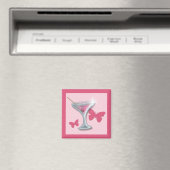 Pink Butterfly Martini-Magnet Magnet (In Situ (Geschirrspüler))