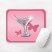 Pink Butterfly Martini Mousepad (Mit Mouse)