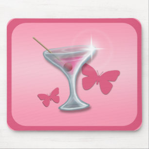 Pink Butterfly Martini Mousepad