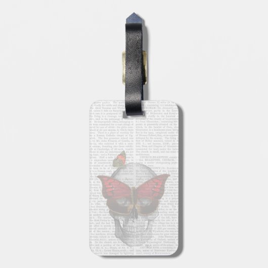 Pink Butterfly Mask Skull Gepäckanhänger (Rückseite vertikal)