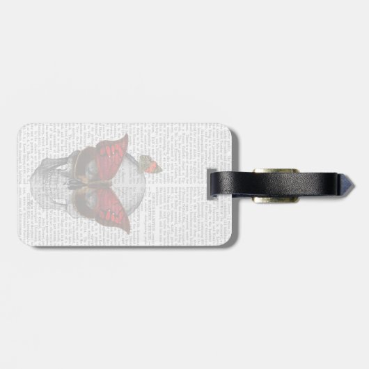 Pink Butterfly Mask Skull Gepäckanhänger (Rückseite horizontal)