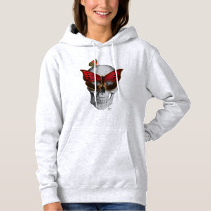 Pink Butterfly Mask Skull Hoodie