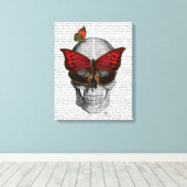 Pink Butterfly Mask Skull Leinwanddruck (Insitu (Holzboden))