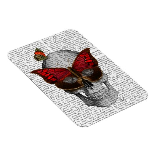 Pink Butterfly Mask Skull Magnet (Rechte Seite)