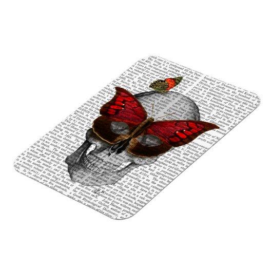 Pink Butterfly Mask Skull Magnet (Linke Seite)
