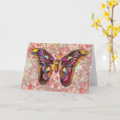 Pink Butterfly Muster auf Muster 3 Art Note Card Karte (Gelbe Blume)