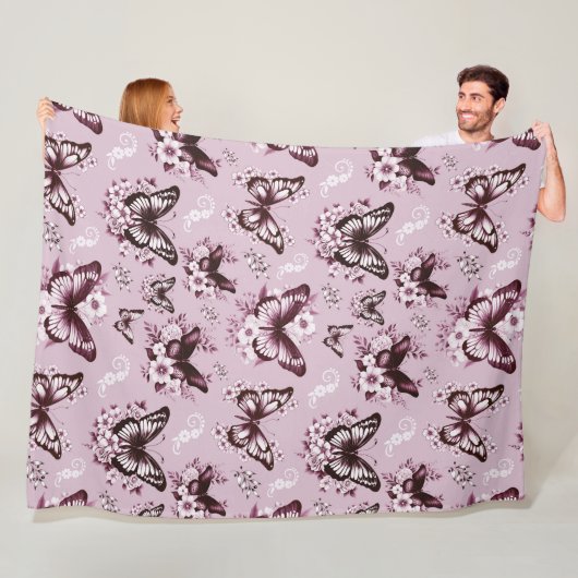 Pink Butterfly Muster Fleece Blankon (Beispiel)