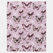 Pink Butterfly Muster Fleece Blankon (Vorderseite)