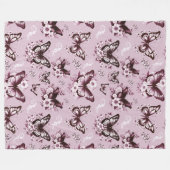 Pink Butterfly Muster Fleece Blankon (Vorderseite (Horizontal))