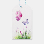 Pink Butterfly Niedliche Lila Girl Baby Dusche Geschenkanhänger (Rückseite)