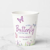 Pink Butterfly Niedliche Lila Girl Baby Dusche Pappbecher (Rückseite)