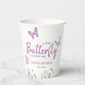 Pink Butterfly Niedliche Lila Girl Baby Dusche Pappbecher (Vorderseite)
