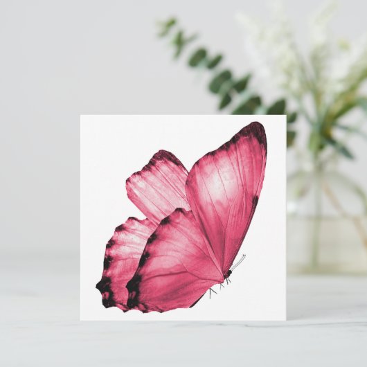 Pink Butterfly Notecard (Stehend Vorderseite)