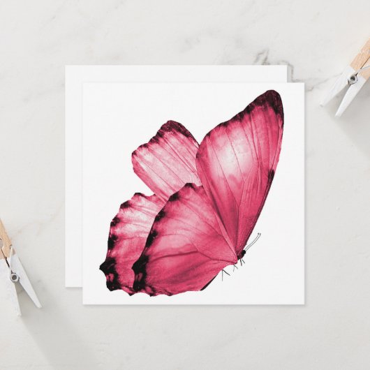 Pink Butterfly Notecard (Vorderseite/Rückseite Beispiel)