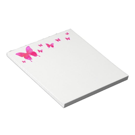 Pink Butterfly Notepad Notizblock (angewinkelt)