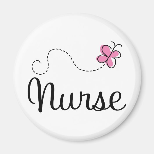 Pink Butterfly Nurse Geschenk T-Shirt Magnet (Vorne)