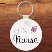 Pink Butterfly Nurse Geschenk T-Shirt Schlüsselanhänger (Vorderseite)