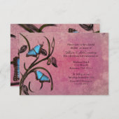 Pink Butterfly Pair Bridal Dusche Einladung (Vorne/Hinten)