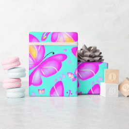 Pink Butterfly Pastel Naturverpackungspapier Geschenkpapier