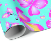 Pink Butterfly Pastel Naturverpackungspapier Geschenkpapier (Rolleneckpunkt)