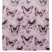 Pink Butterfly Pattern Duschvorhang (Vorderseite)