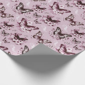 Pink Butterfly Pattern Geschenk Geschenkpapier (Ecke)