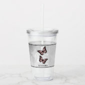Pink Butterfly Personalisiert Acrylic Tumbler Acryltrinkbecher (Vorderseite)