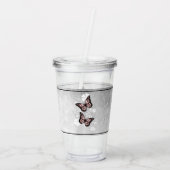 Pink Butterfly Personalisiert Acrylic Tumbler Acryltrinkbecher (Rückseite)