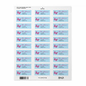 Pink Butterfly Personalisiert Address Labels (Vorne)