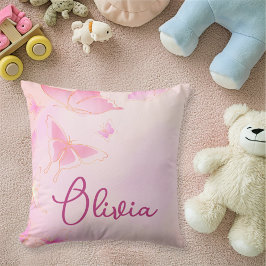 Pink Butterfly Personalisiert Girls Cushion Kissen