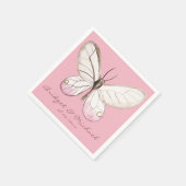 Pink Butterfly Personalisiert Hochzeitspapier Napk Serviette (Ecke)