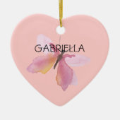 Pink Butterfly Personalisiert Name Keramik Ornament (Vorne)