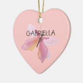 Pink Butterfly Personalisiert Name Keramik Ornament (Links)
