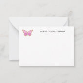 Pink Butterfly Personalisierte Mitteilungskarten (Vorderseite)