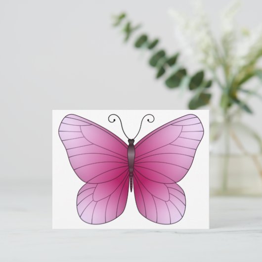 Pink Butterfly Postkarte (Stehend Vorderseite)