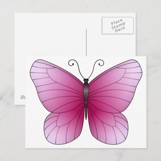 Pink Butterfly Postkarte (Vorne/Hinten)