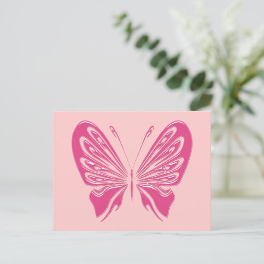 PINK BUTTERFLY POSTKARTE (Stehend Vorderseite)