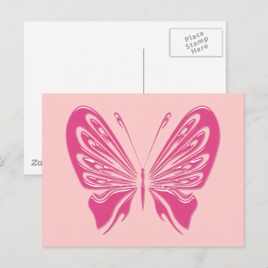 PINK BUTTERFLY POSTKARTE (Vorne/Hinten)