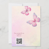 Pink Butterfly QR Code Kinderdusche Einladung (Rückseite)