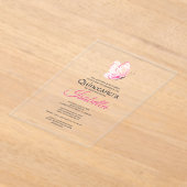 Pink Butterfly Quinceanera 15th Birthday Acryleinladungen (Ablage )