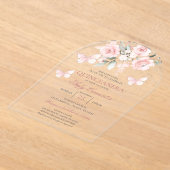Pink Butterfly Quinceañera Acryleinladungen (Ablage )